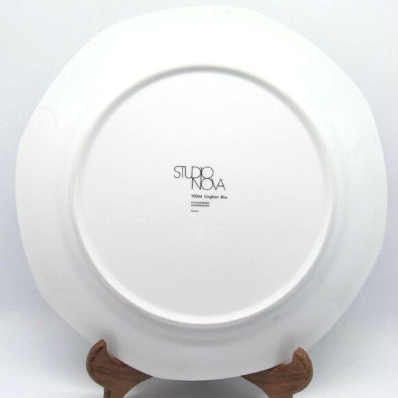 Studio Nova Gingham Blue 12" Round Chop Plate Platter - Picture 2 of 10